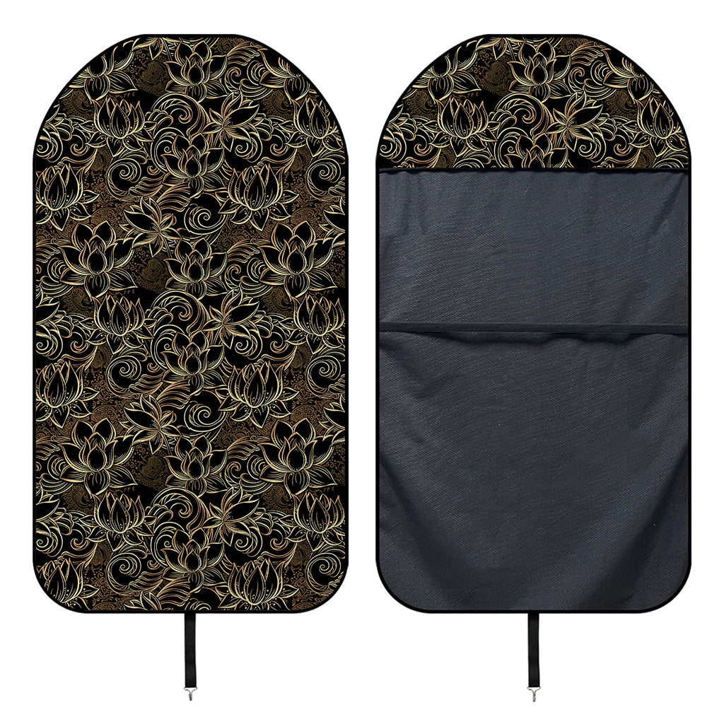 Black And Gold Lotus Pattern Print Waterproof Car Seat Cover
