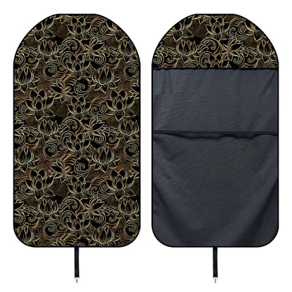 Black And Gold Lotus Pattern Print Waterproof Car Seat Cover
