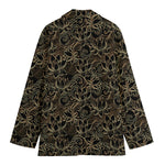 Black And Gold Lotus Pattern Print Women's Blazer