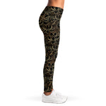Black And Gold Lotus Pattern Print Women's Leggings