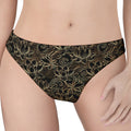 Black And Gold Lotus Pattern Print Women's Thong