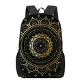 Black And Gold Mandala Print 17 Inch Backpack