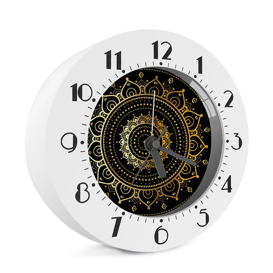 Black And Gold Mandala Print Alarm Clock
