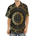Black And Gold Mandala Print Aloha Shirt