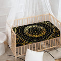 Black And Gold Mandala Print Baby Crib Sheet