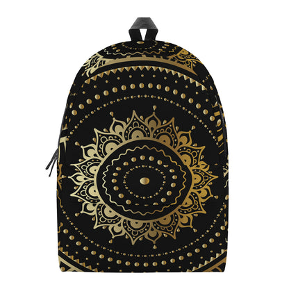Black And Gold Mandala Print Backpack