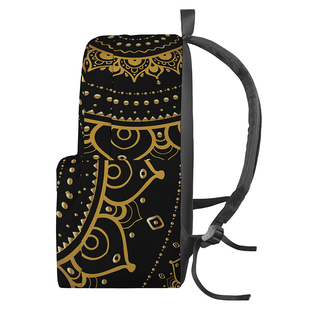 Black And Gold Mandala Print Backpack