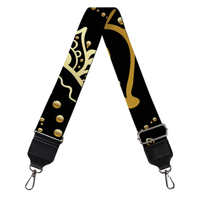 Black And Gold Mandala Print Bag Strap