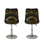 Black And Gold Mandala Print Bar Stool Covers
