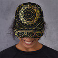 Black And Gold Mandala Print Baseball Cap