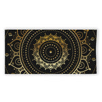 Black And Gold Mandala Print Beach Towel