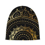 Black And Gold Mandala Print Beanie