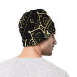 Black And Gold Mandala Print Beanie