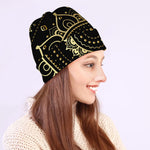 Black And Gold Mandala Print Beanie