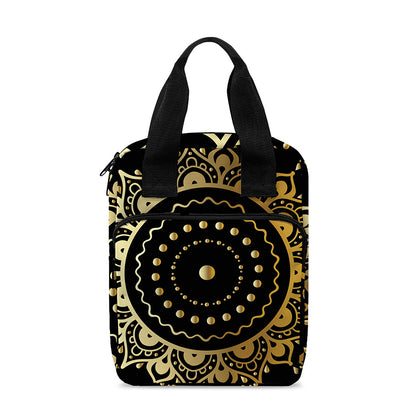 Black And Gold Mandala Print Bible Tote Bag