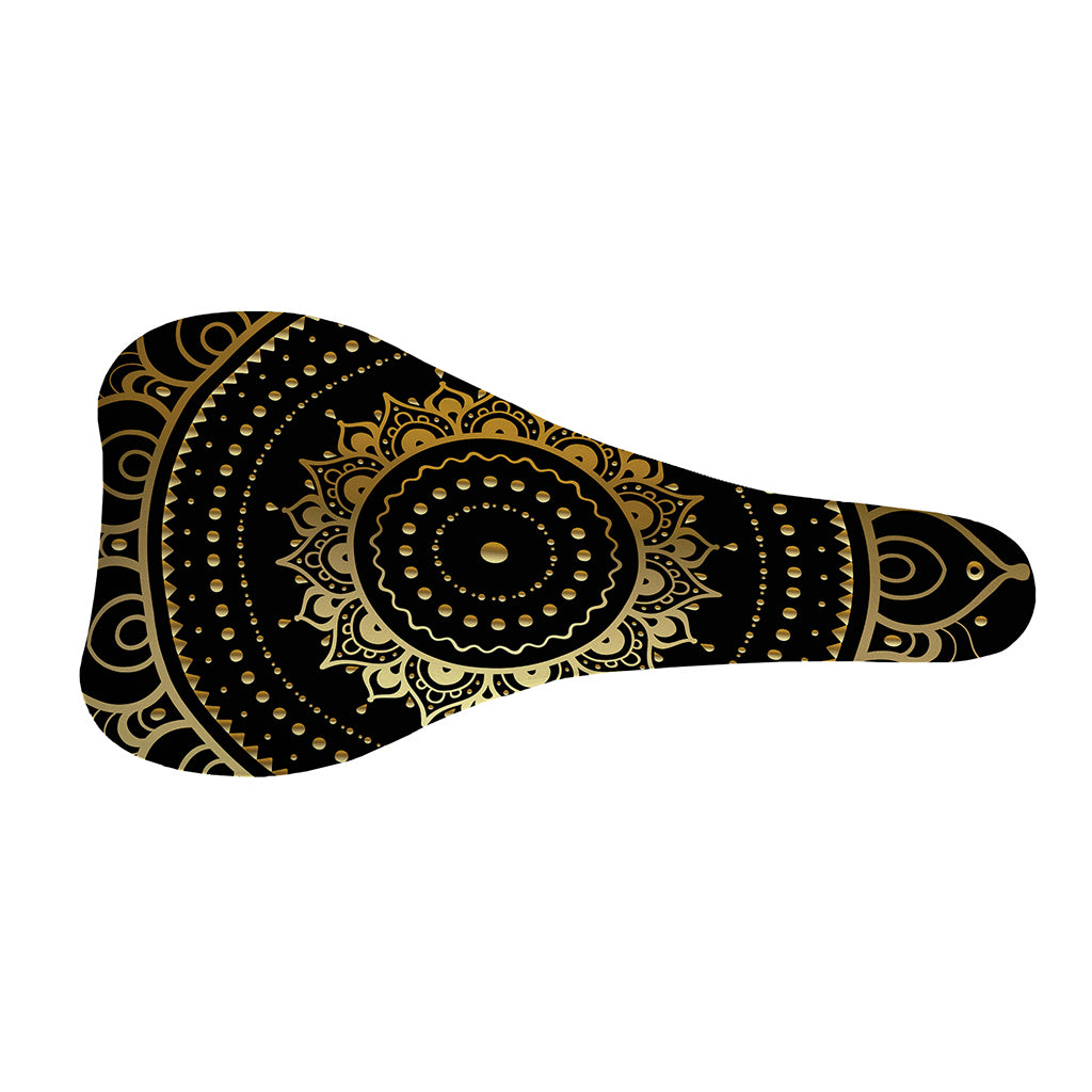Black And Gold Mandala Print Bicycle Seat Cover