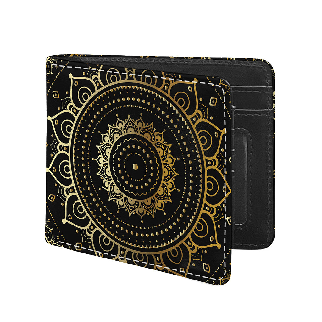 Black And Gold Mandala Print Bifold Wallet