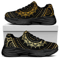 Black And Gold Mandala Print Black Chunky Shoes