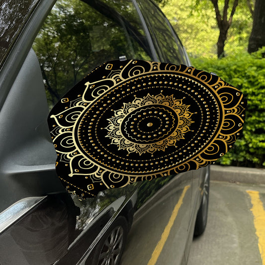 Black And Gold Mandala Print Car Side Mirror Covers