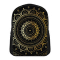 Black And Gold Mandala Print Casual Backpack