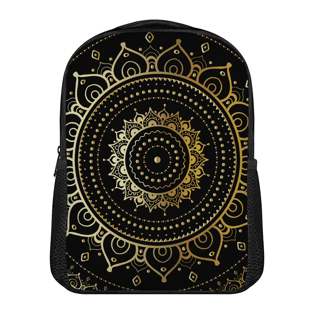 Black And Gold Mandala Print Casual Backpack