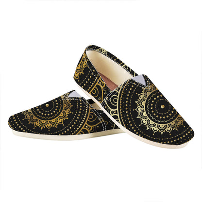 Black And Gold Mandala Print Casual Shoes