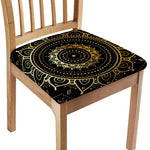 Black And Gold Mandala Print Chair Cushion Cover