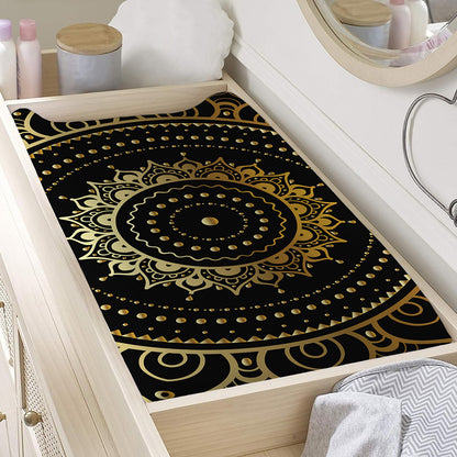 Black And Gold Mandala Print Changing Pad Cover