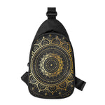 Black And Gold Mandala Print Chest Bag