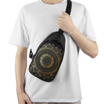 Black And Gold Mandala Print Chest Bag