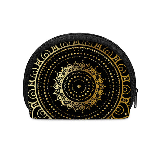 Black And Gold Mandala Print Coin Purse