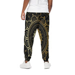 Black And Gold Mandala Print Cotton Pants