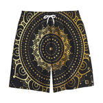 Black And Gold Mandala Print Cotton Shorts