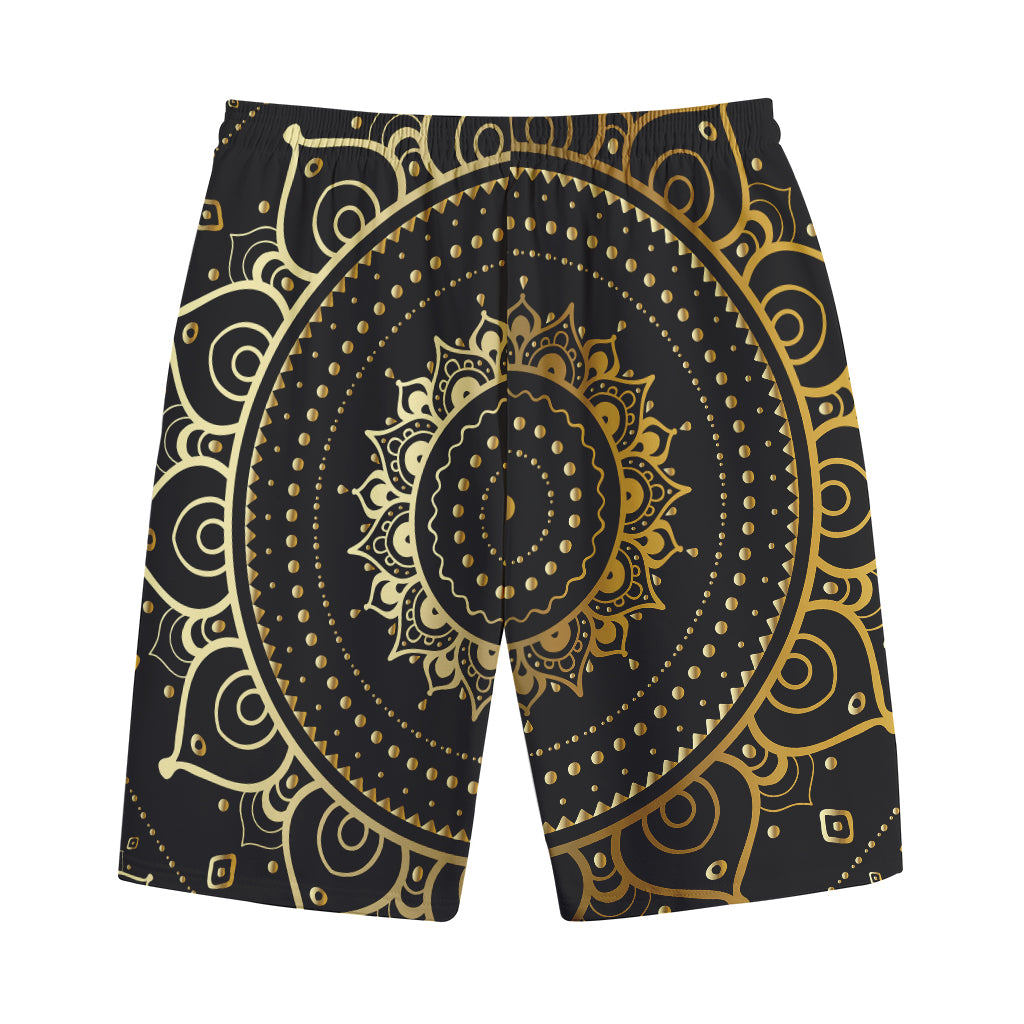 Black And Gold Mandala Print Cotton Shorts
