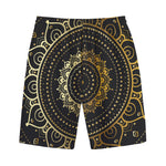 Black And Gold Mandala Print Cotton Shorts