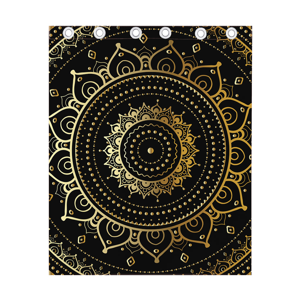 Black And Gold Mandala Print Curtain