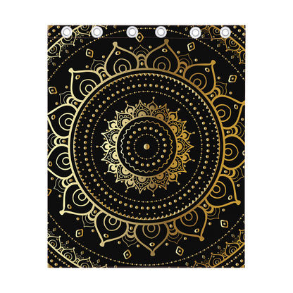 Black And Gold Mandala Print Curtain