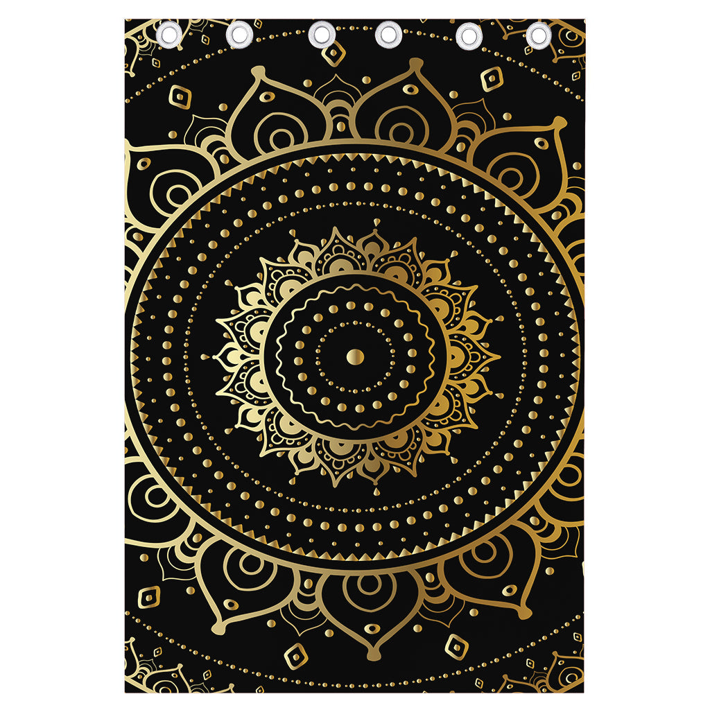 Black And Gold Mandala Print Curtain