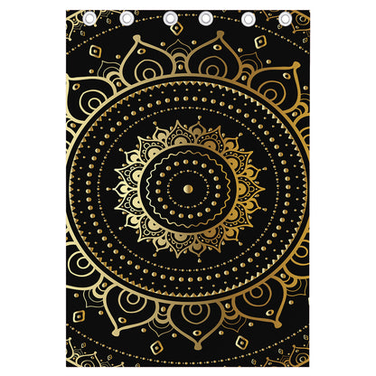 Black And Gold Mandala Print Curtain