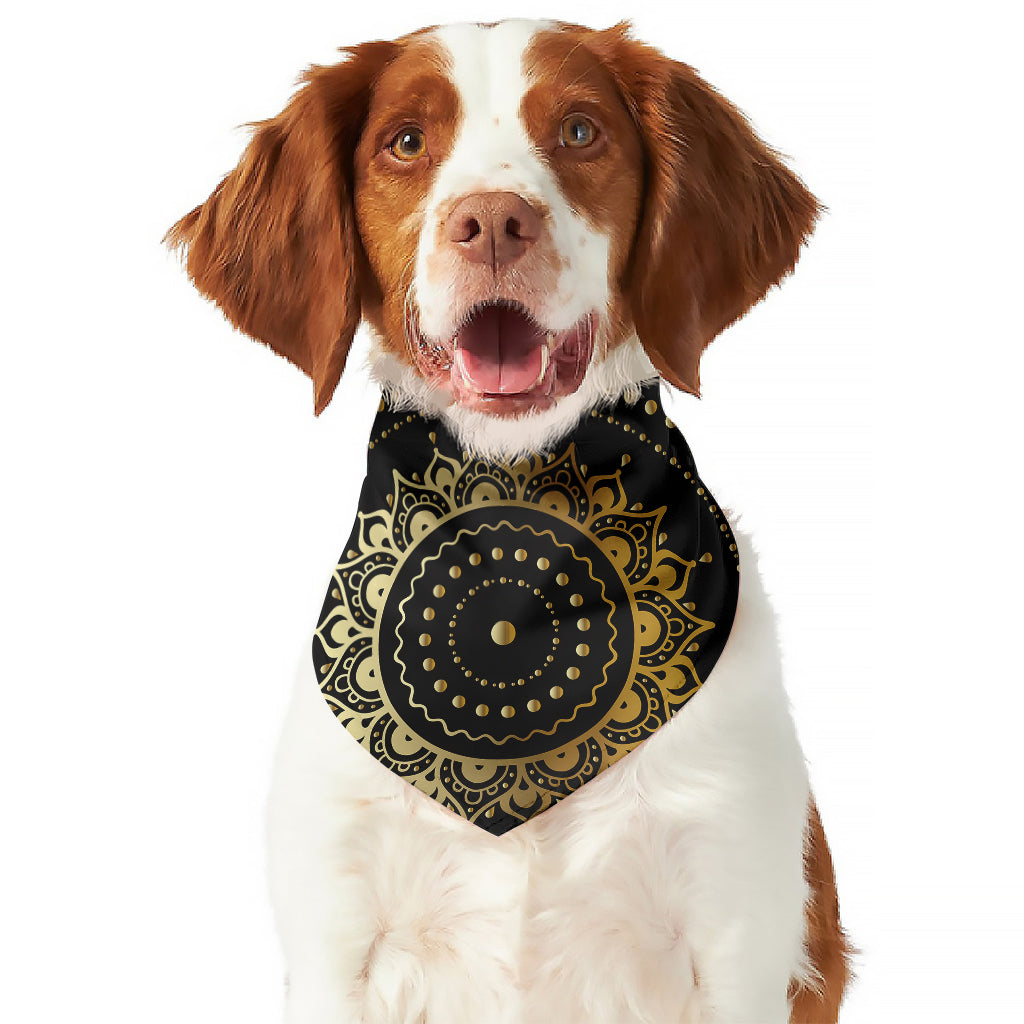 Black And Gold Mandala Print Dog Bandana