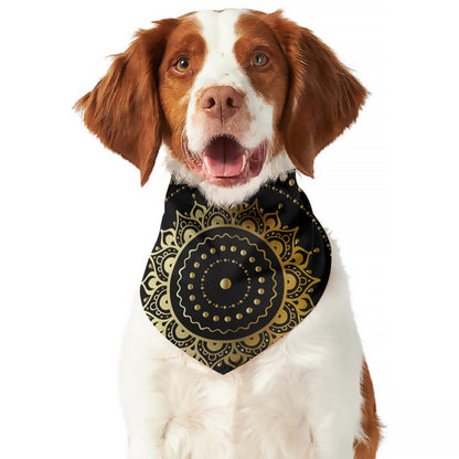 Black And Gold Mandala Print Dog Bandana