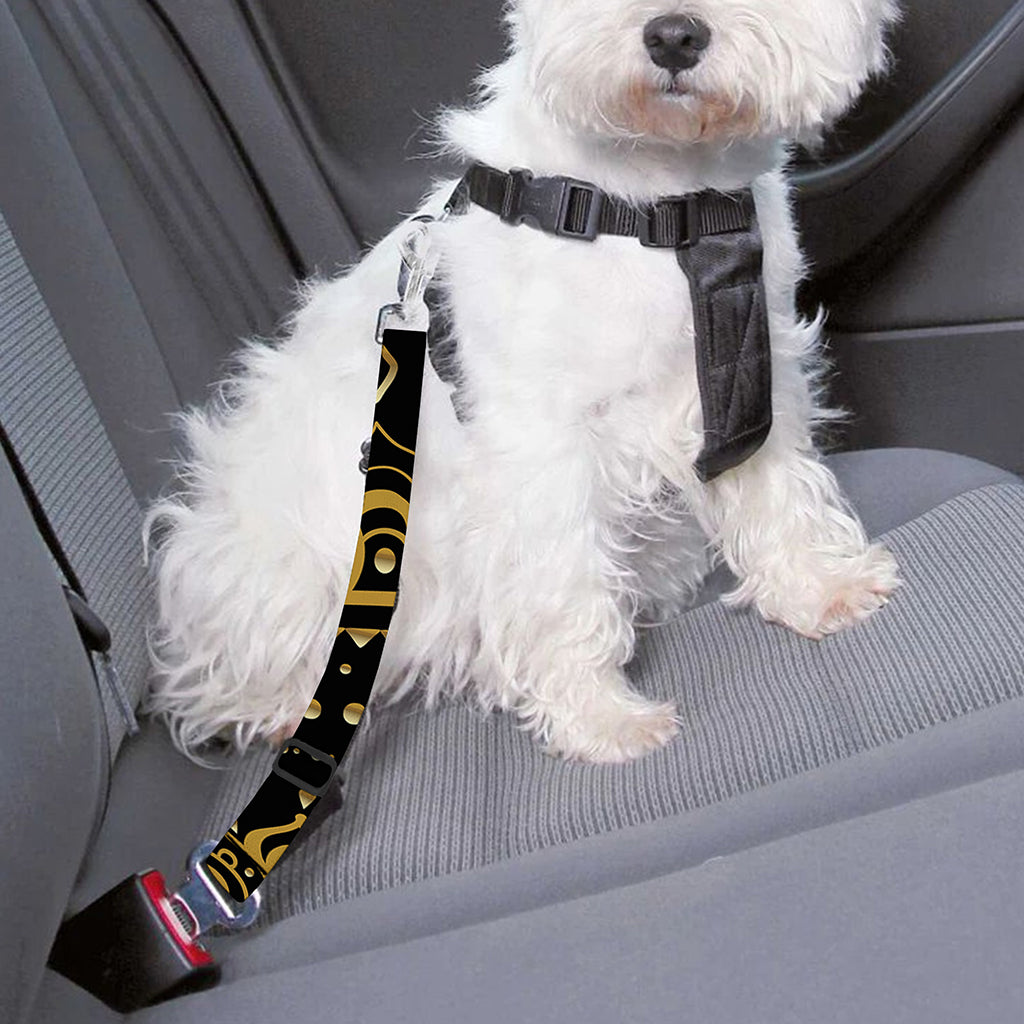 Black And Gold Mandala Print Dog Seat Belt