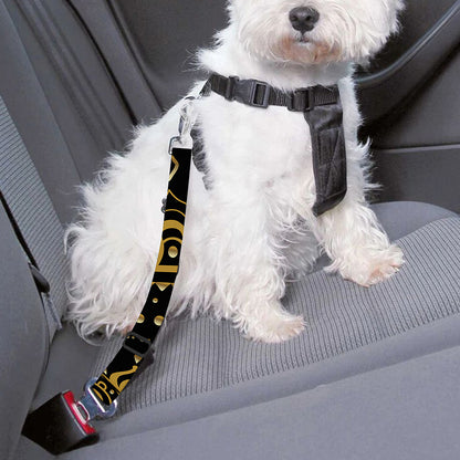 Black And Gold Mandala Print Dog Seat Belt