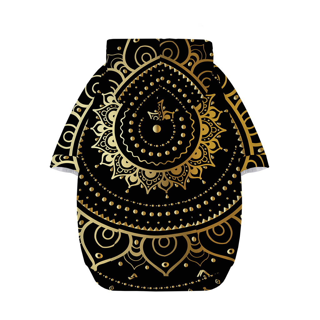 Black And Gold Mandala Print Dog Zip Up Hoodie