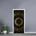 Black And Gold Mandala Print Door Sticker