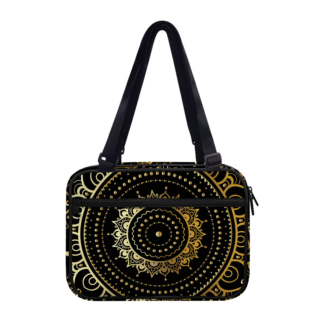 Black And Gold Mandala Print Double Strap Bible Bag