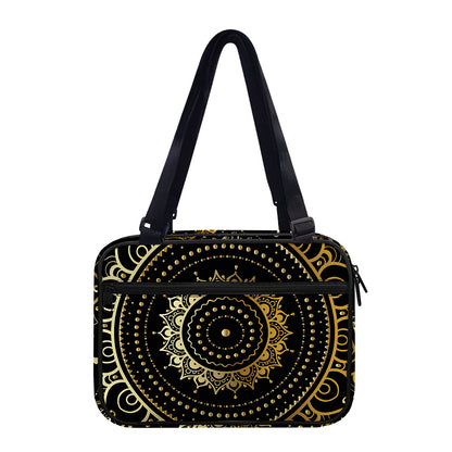 Black And Gold Mandala Print Double Strap Bible Bag