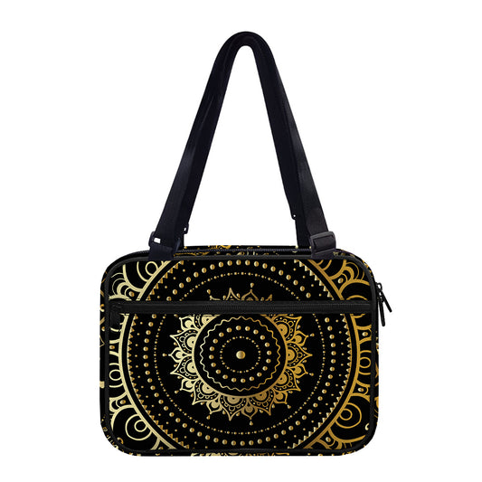 Black And Gold Mandala Print Double Strap Bible Bag