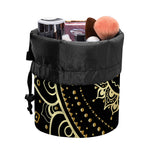 Black And Gold Mandala Print Drawstring Makeup Bag