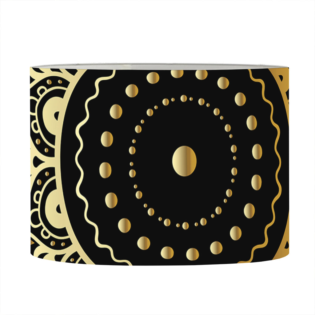 Black And Gold Mandala Print Drum Lamp Shade